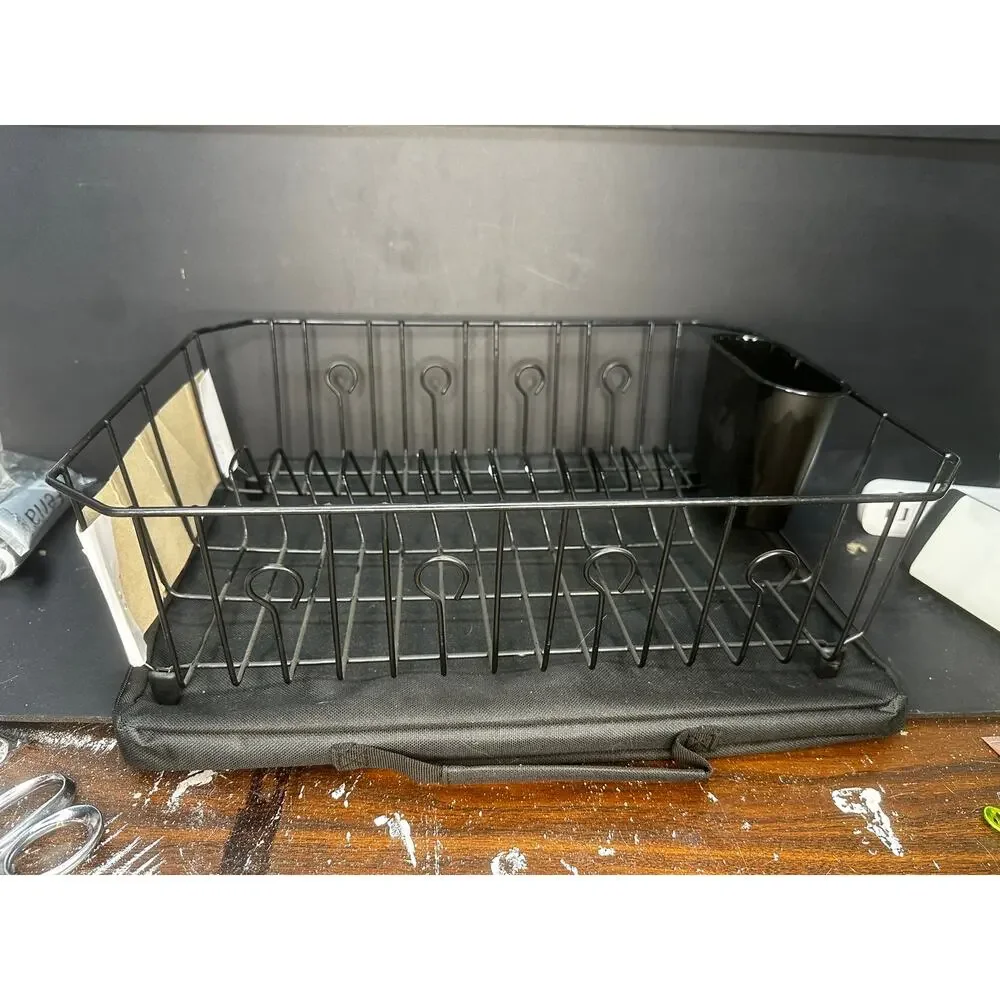 NEW Rubbermaid 6032 Dish Drainer, Black Wire, Large, Dry Rack 13.8 X 17.6 X 5.9
